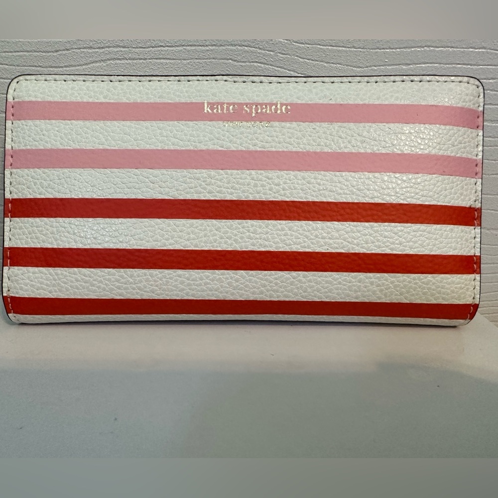 NWT KATE SPADE ♠️ LARGE SLIM BIFOLD WALLET TROPICAL STRIPE MULTI